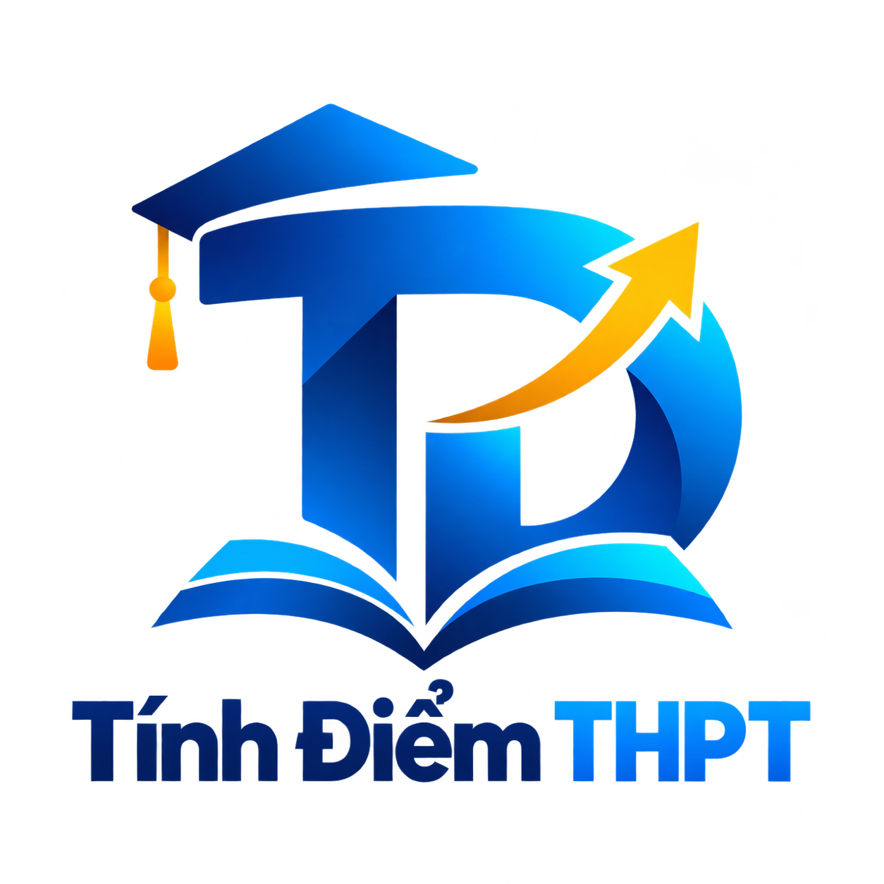 Logo Tính Điểm THPT với biểu tượng mũ tốt nghiệp và sách mở